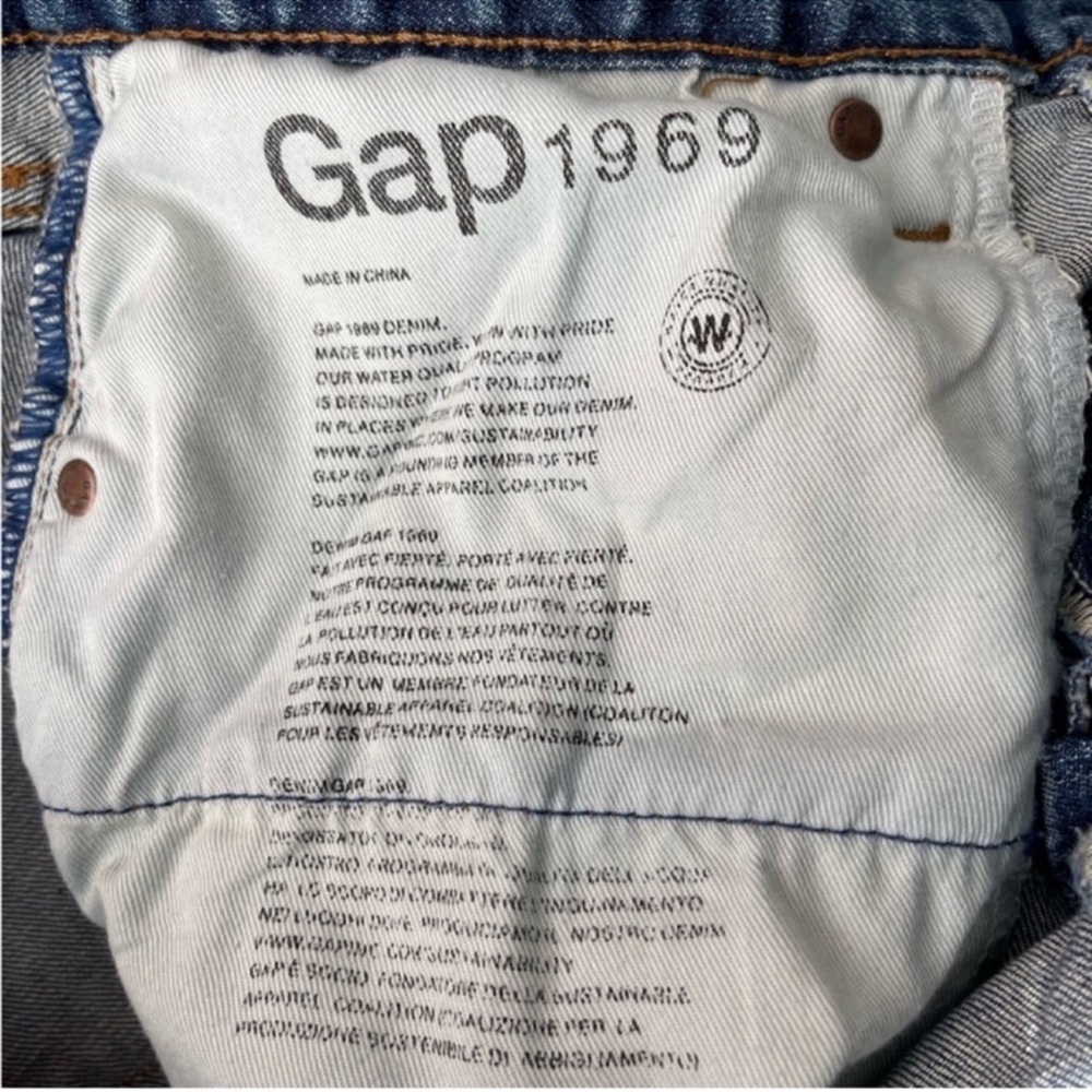 GAP 1969 Mens Slim Jeans Distressed Raw Hem Denim Blue 30L  Waist 34 - Picture 6 of 9